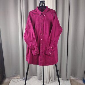 Izod Men's Magenta Cotton Blend Twill Dress Shirt Size 18.5 Tall (35/36)